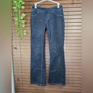 Peck & Peck Pull On Mid-rise Dark Wash Relaxed Leg Boot Cut Women's Jeans Size 4